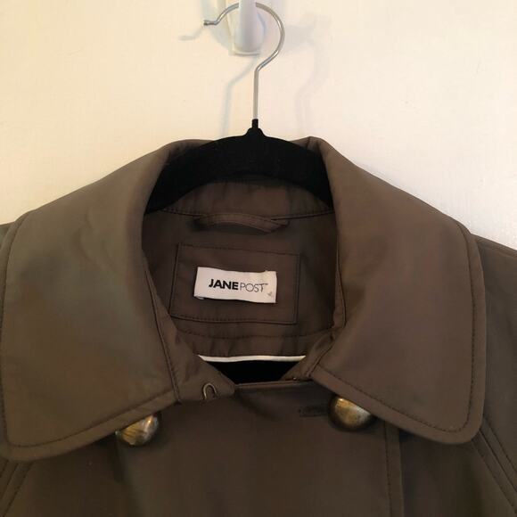 Jane Post Army Green Hooded Rain and Trench Coat - Picture 3 of 7